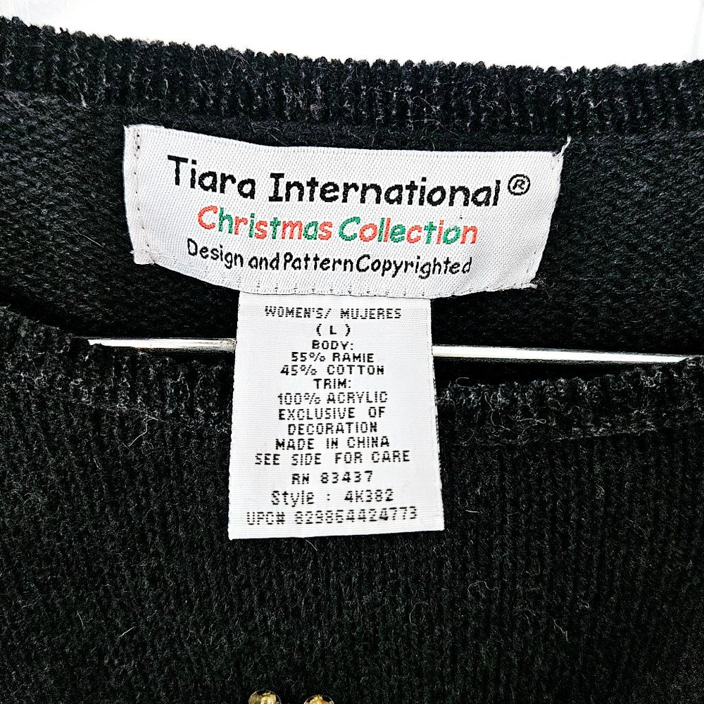 Women's Tiara International Christmas Sweater S Black - Picture 3 of 5